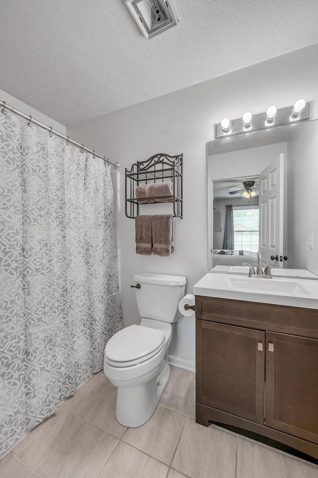 1416 Equine Way, Frankfort, KY 40601 - full bath with toilet, vanity, tile patterned flooring, a textured ceiling, and ceiling fan