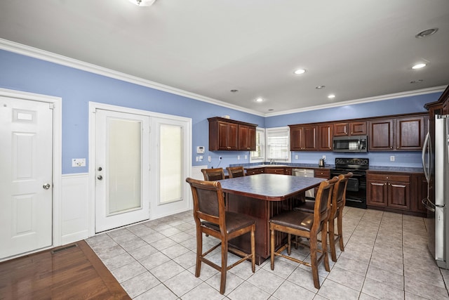 1369 Saddle Club Way, Lexington, KY 40504 - dining space with ornamental molding, light tile patterned flooring, and recessed lighting