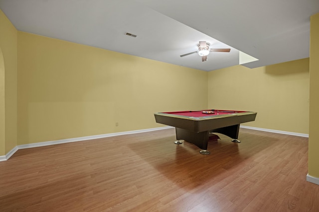 1369 Saddle Club Way, Lexington, KY 40504 - game room featuring baseboards, a ceiling fan, light wood-style floors, and pool table