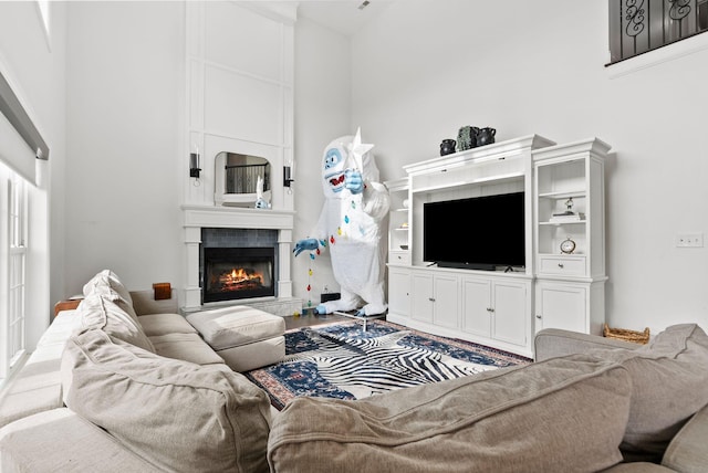 1022 Forest Hill Dr, Lawrenceburg, KY 40342 - living area featuring a towering ceiling and a fireplace