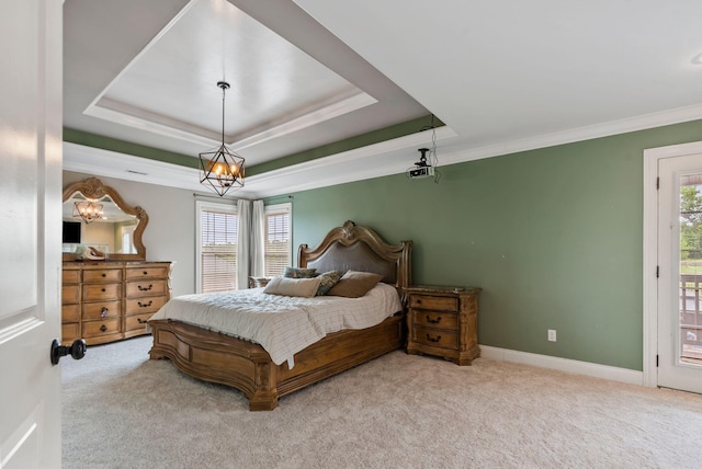 1022 Forest Hill Dr, Lawrenceburg, KY 40342 - bedroom with carpet, multiple windows, ornamental molding, and access to outside