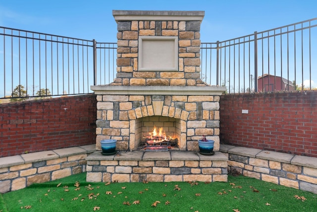 1022 Forest Hill Dr, Lawrenceburg, KY 40342 - view of patio featuring an outdoor stone fireplace