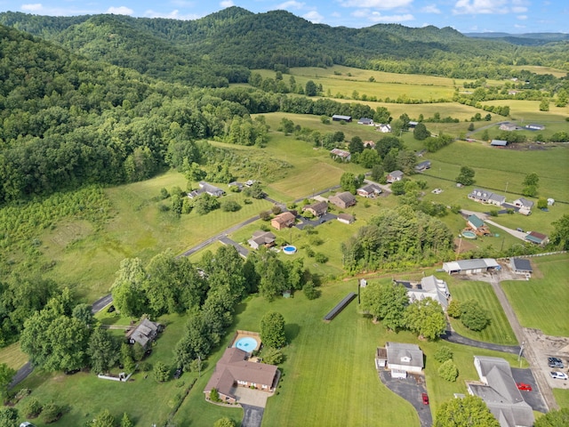 2299 Mcbrayer Rd, Clearfield, KY 40313 - aerial view of property and surrounding area featuring a mountainous background and a forest