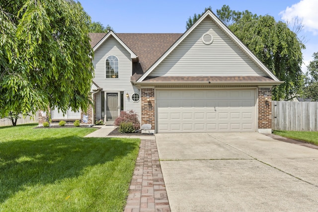 102 Dickinson Ct, Georgetown, KY 40324 - traditional home with brick siding, concrete driveway, a garage, and roof with shingles