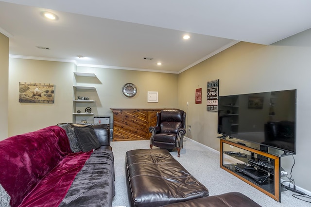 768 Emmett Creek Ln, Lexington, KY 40515 - living room with carpet, crown molding, and recessed lighting