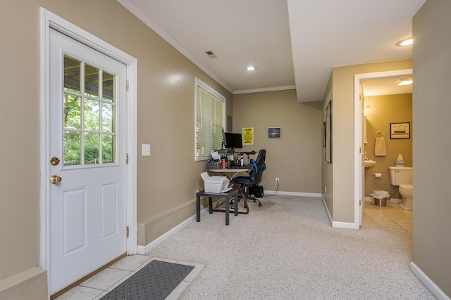 768 Emmett Creek Ln, Lexington, KY 40515 - office space featuring ornamental molding, carpet floors, and recessed lighting