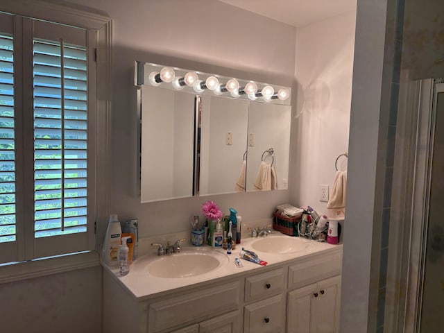 260 Beech Fork Blvd, Clay City, KY 40312 - bathroom with double vanity and a shower with shower door