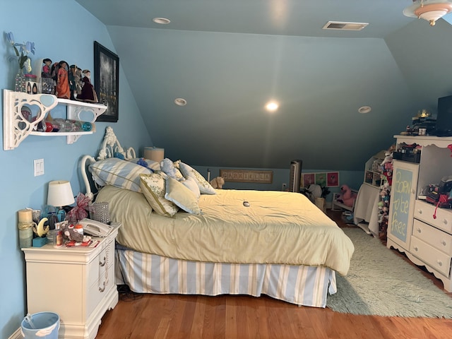 260 Beech Fork Blvd, Clay City, KY 40312 - bedroom with lofted ceiling, wood finished floors, and recessed lighting