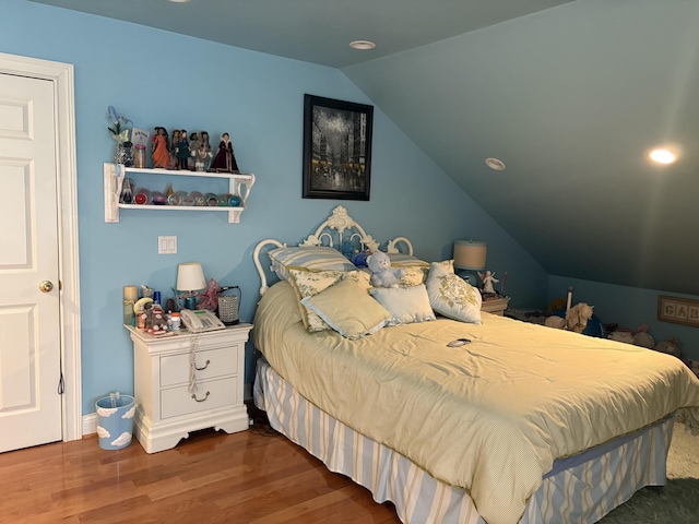 260 Beech Fork Blvd, Clay City, KY 40312 - bedroom featuring vaulted ceiling, wood finished floors, and recessed lighting