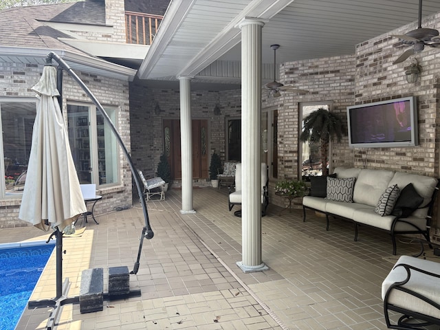 260 Beech Fork Blvd, Clay City, KY 40312 - view of patio / terrace featuring ceiling fan and an outdoor living space