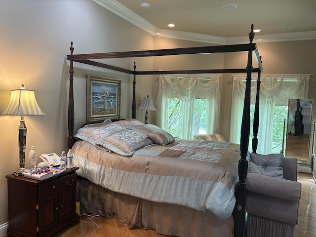 260 Beech Fork Blvd, Clay City, KY 40312 - bedroom with wood finished floors, crown molding, and recessed lighting