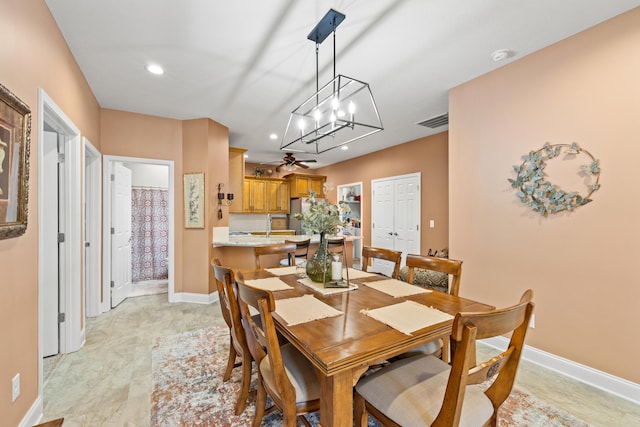 111 Acorn Path, Georgetown, KY 40324 - dining area featuring a ceiling fan, recessed lighting, and a chandelier