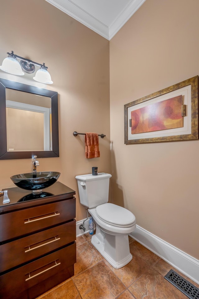 315 Whispering Brook Dr, Nicholasville, KY 40356 - half bath featuring ornamental molding, vanity, and tile patterned floors