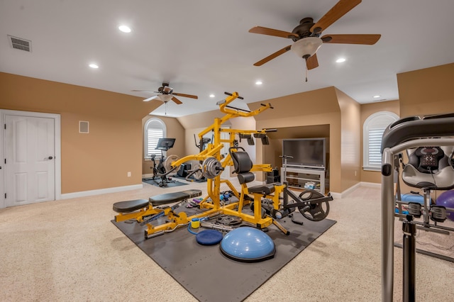 315 Whispering Brook Dr, Nicholasville, KY 40356 - workout area featuring ceiling fan and recessed lighting