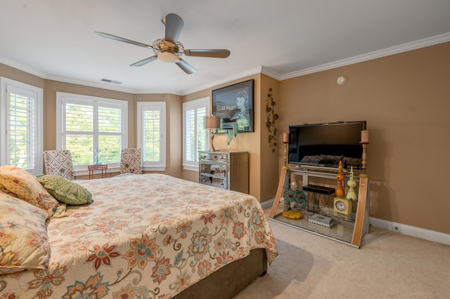 315 Whispering Brook Dr, Nicholasville, KY 40356 - carpeted bedroom with crown molding and a ceiling fan