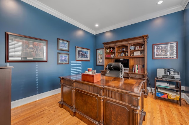 315 Whispering Brook Dr, Nicholasville, KY 40356 - home office with light wood finished floors, crown molding, and recessed lighting