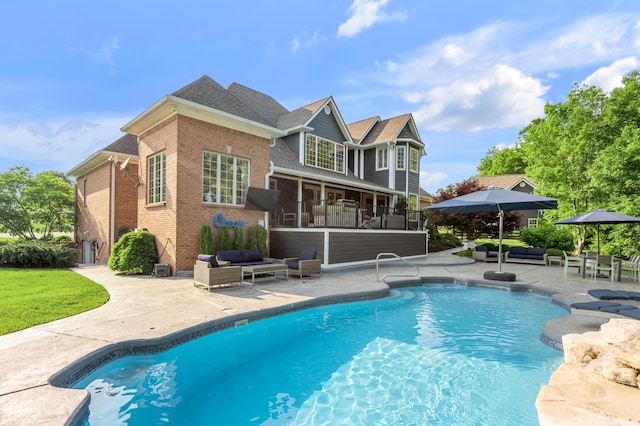 315 Whispering Brook Dr, Nicholasville, KY 40356 - outdoor pool featuring an outdoor living space and a patio area