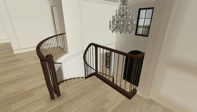 2565 Northwind Ln, Lexington, KY 40511 - stairway with wood finished floors and a chandelier