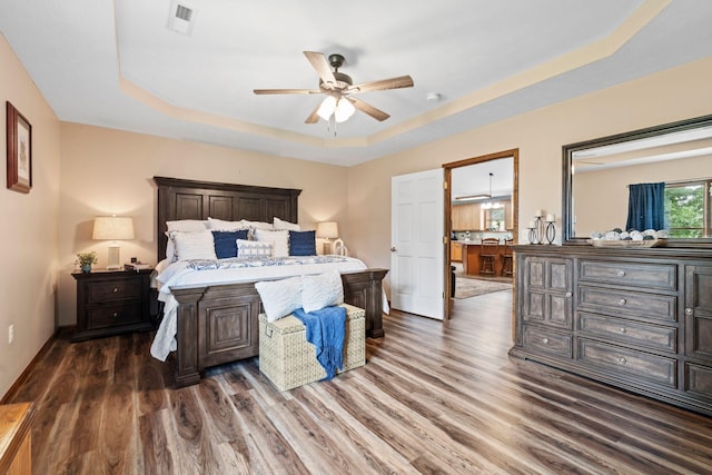200 Maxwell Ln, Somerset, KY 42503 - bedroom with a raised ceiling, wood finished floors, and ceiling fan