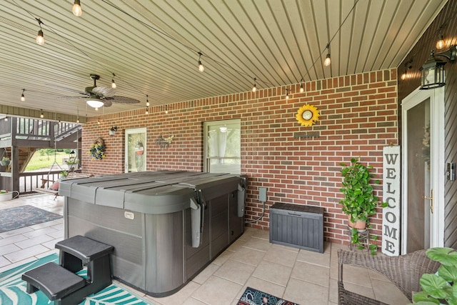 200 Maxwell Ln, Somerset, KY 42503 - view of patio / terrace with a hot tub and a ceiling fan
