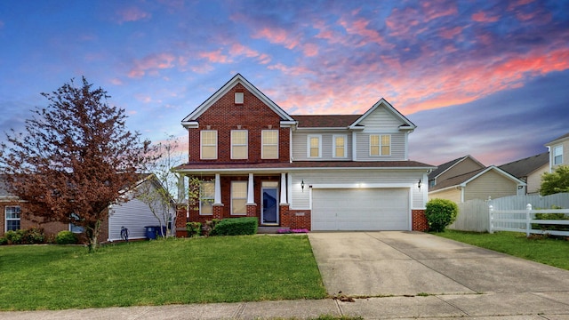 705 Dawson Springs Way, Lexington, KY 40511 - traditional-style home with brick siding, an attached garage, concrete driveway, and covered porch