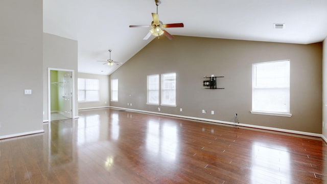 705 Dawson Springs Way, Lexington, KY 40511 - spare room featuring ceiling fan, high vaulted ceiling, and wood finished floors