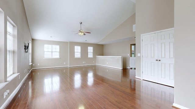 705 Dawson Springs Way, Lexington, KY 40511 - unfurnished room featuring ceiling fan, wood finished floors, and high vaulted ceiling
