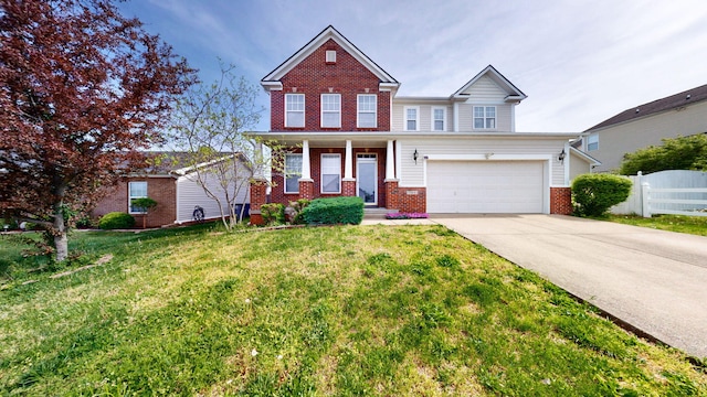 705 Dawson Springs Way, Lexington, KY 40511 - view of front of property with brick siding, concrete driveway, a garage, and covered porch