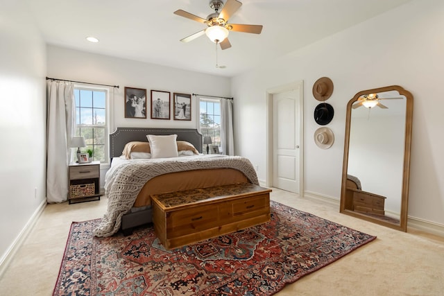 195 Couch Baker Ln, London, KY 40744 - bedroom with multiple windows, light colored carpet, and ceiling fan