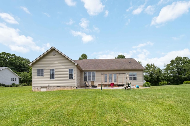 195 Couch Baker Ln, London, KY 40744 - rear view of house featuring crawl space, a patio, and a yard