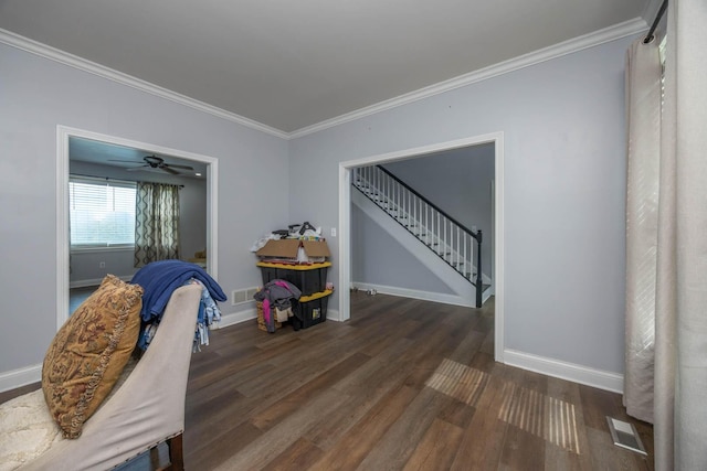 106 Squires Pointe Rd, Paris, KY 40361 - hall featuring wood finished floors, crown molding, and stairway