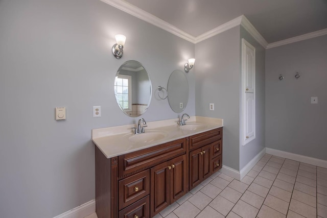 106 Squires Pointe Rd, Paris, KY 40361 - full bath with crown molding, double vanity, and tile patterned floors