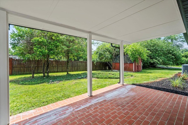 2940 Southview Dr, Lexington, KY 40503 - fenced backyard featuring a patio and a storage shed