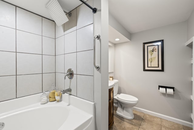 110 Flinn Ct, Georgetown, KY 40324 - full bath featuring vanity, washtub / shower combination, and recessed lighting