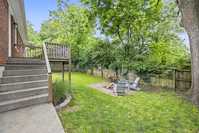 110 Flinn Ct, Georgetown, KY 40324 - fenced backyard featuring a wooden deck and stairs