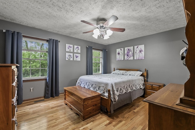 1651 Waits Rd, Cynthiana, KY 41031 - bedroom featuring light wood-style floors, a textured ceiling, and ceiling fan