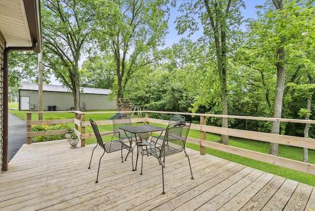 1651 Waits Rd, Cynthiana, KY 41031 - wooden deck with outdoor dining space and a yard