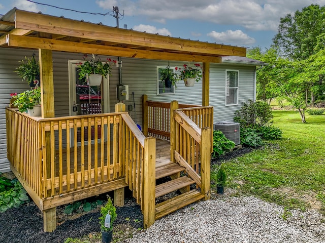 242 Possum Ridge Rd, West Liberty, KY 41472 - wooden deck featuring a lawn