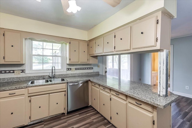 16 Meadowbrook Dr, Frankfort, KY 40601 - kitchen featuring dishwasher, healthy amount of natural light, wood finished floors, and cream cabinets