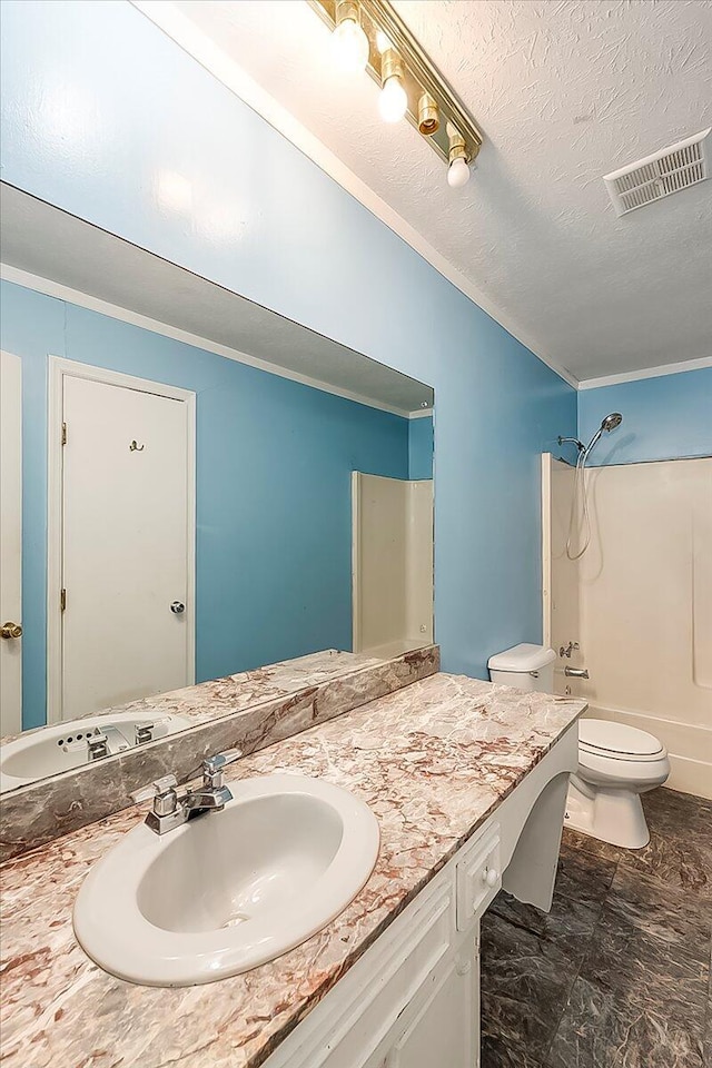 16 Meadowbrook Dr, Frankfort, KY 40601 - full bathroom featuring vanity, ornamental molding, and a textured ceiling