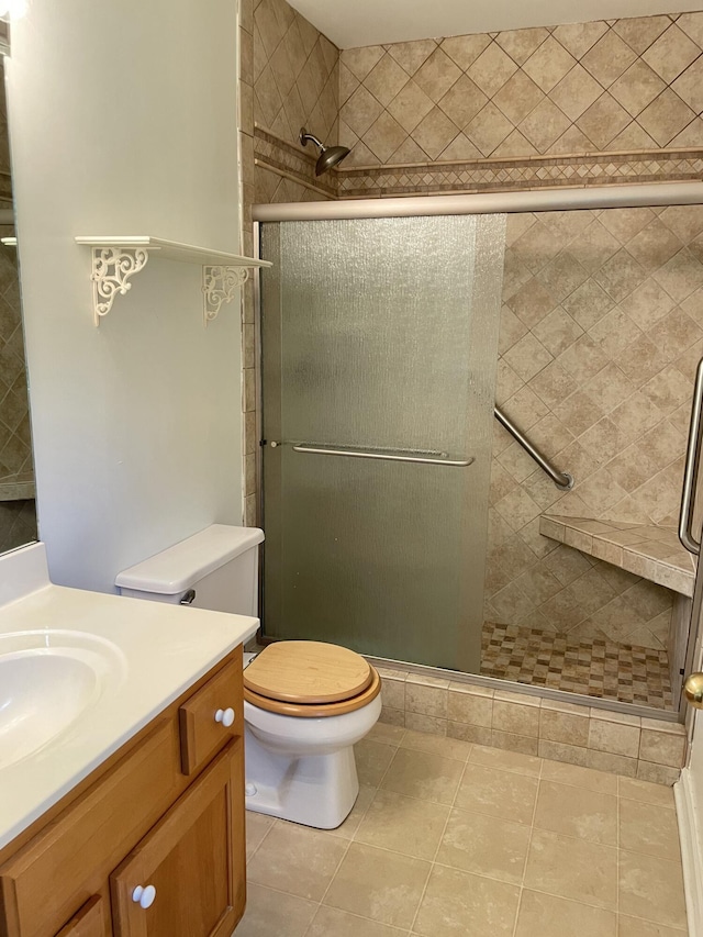 354 Garden Point Dr, Frankfort, KY 40601 - full bath with vanity, a shower stall, and tile patterned floors