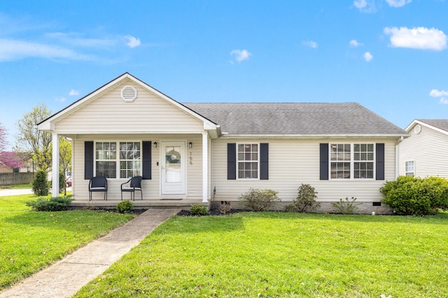 155 Barren River Blvd, Georgetown, KY 40324 - view of front facade featuring crawl space, a porch, a front yard, and a shingled roof