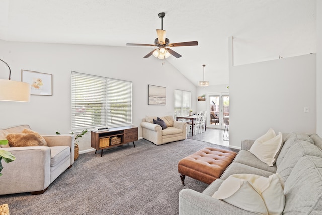 155 Barren River Blvd, Georgetown, KY 40324 - carpeted living area with a ceiling fan and lofted ceiling