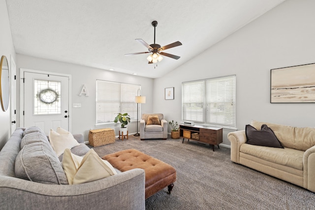 155 Barren River Blvd, Georgetown, KY 40324 - carpeted living area with lofted ceiling and a ceiling fan