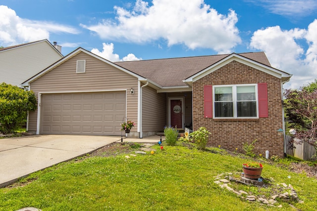 4026 Briar Creek Dr, Lawrenceburg, KY 40342 - single story home with an attached garage, brick siding, a front yard, concrete driveway, and a shingled roof