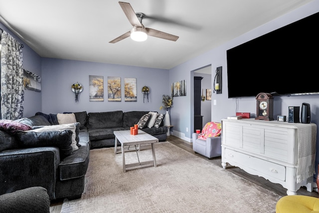 168 Perry Ln, London, KY 40741 - living area with ceiling fan and wood finished floors