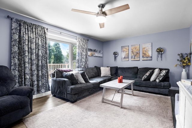 168 Perry Ln, London, KY 40741 - living room featuring wood finished floors and ceiling fan