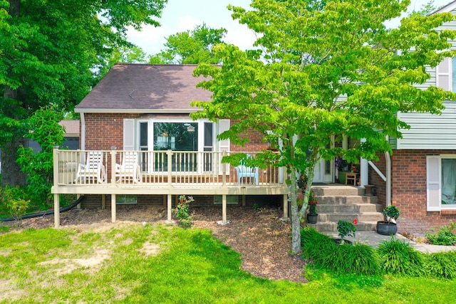 168 Perry Ln, London, KY 40741 - back of property featuring brick siding and a wooden deck