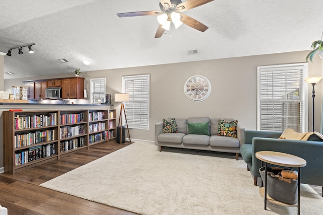 821 White Wood Flt, Lexington, KY 40511 - living area featuring a textured ceiling, a ceiling fan, plenty of natural light, and wood finished floors