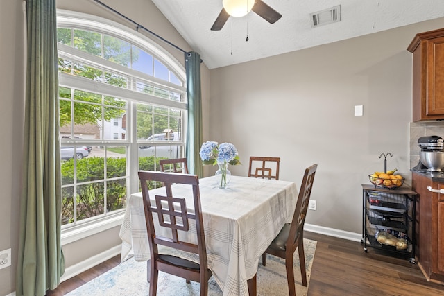 821 White Wood Flt, Lexington, KY 40511 - dining room with lofted ceiling, healthy amount of natural light, dark wood finished floors, and ceiling fan